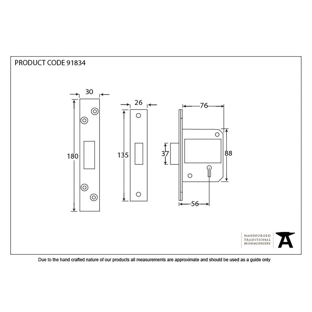This is an image showing From The Anvil - PVD 3" 5 Lever BS Deadlock KA available from T.H Wiggans Architectural Ironmongery in Kendal, quick delivery and discounted prices