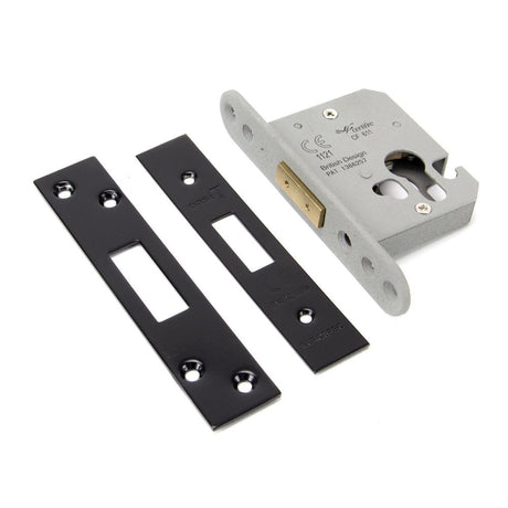 This is an image showing From The Anvil - Black 2.5" Euro Profile Dead Lock available from T.H Wiggans Architectural Ironmongery in Kendal, quick delivery and discounted prices