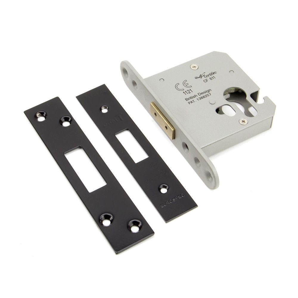 This is an image showing From The Anvil - Black 3" Euro Profile Dead Lock available from T.H Wiggans Architectural Ironmongery in Kendal, quick delivery and discounted prices