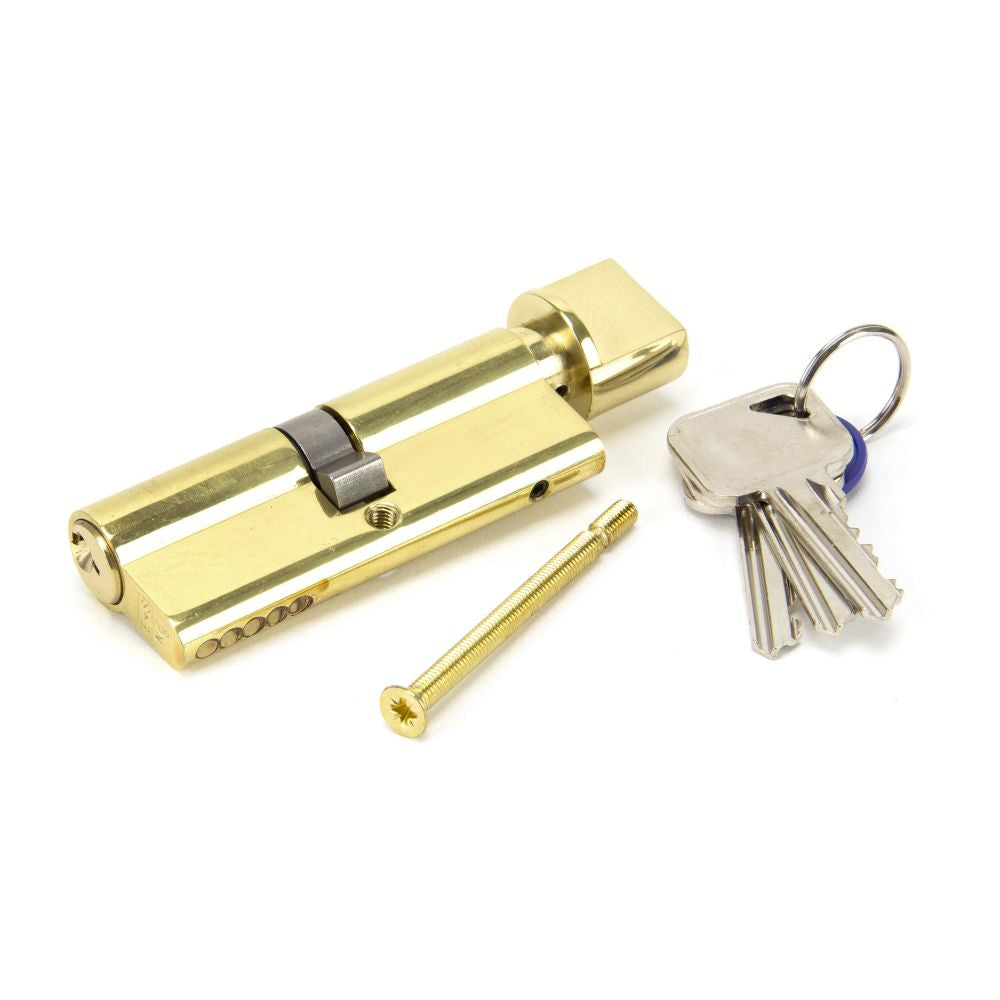 This is an image showing From The Anvil - Lacquered Brass 40/40 Euro Cylinder/Thumbturn available from T.H Wiggans Architectural Ironmongery in Kendal, quick delivery and discounted prices