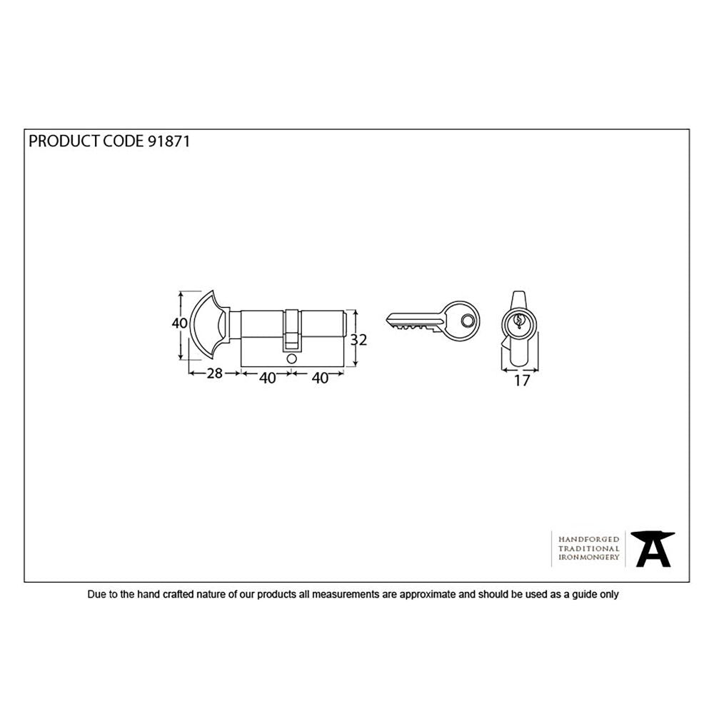 This is an image showing From The Anvil - Lacquered Brass 40/40 Euro Cylinder/Thumbturn available from T.H Wiggans Architectural Ironmongery in Kendal, quick delivery and discounted prices