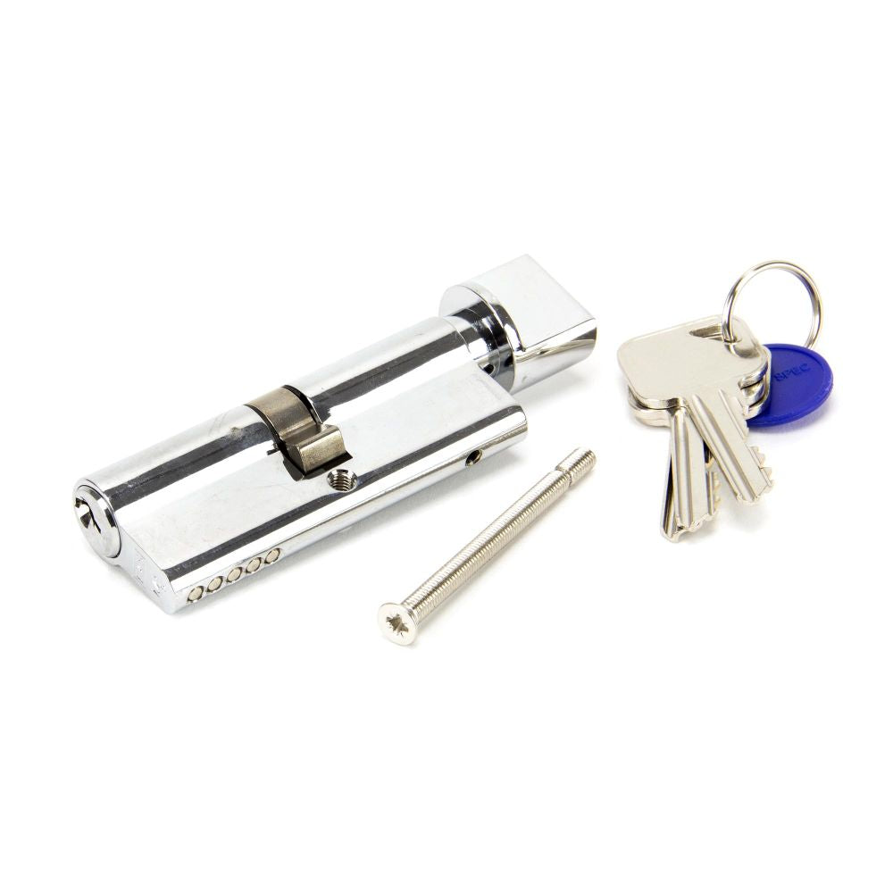 This is an image showing From The Anvil - Polished Chrome 40/40 Euro Cylinder/Thumbturn available from T.H Wiggans Architectural Ironmongery in Kendal, quick delivery and discounted prices