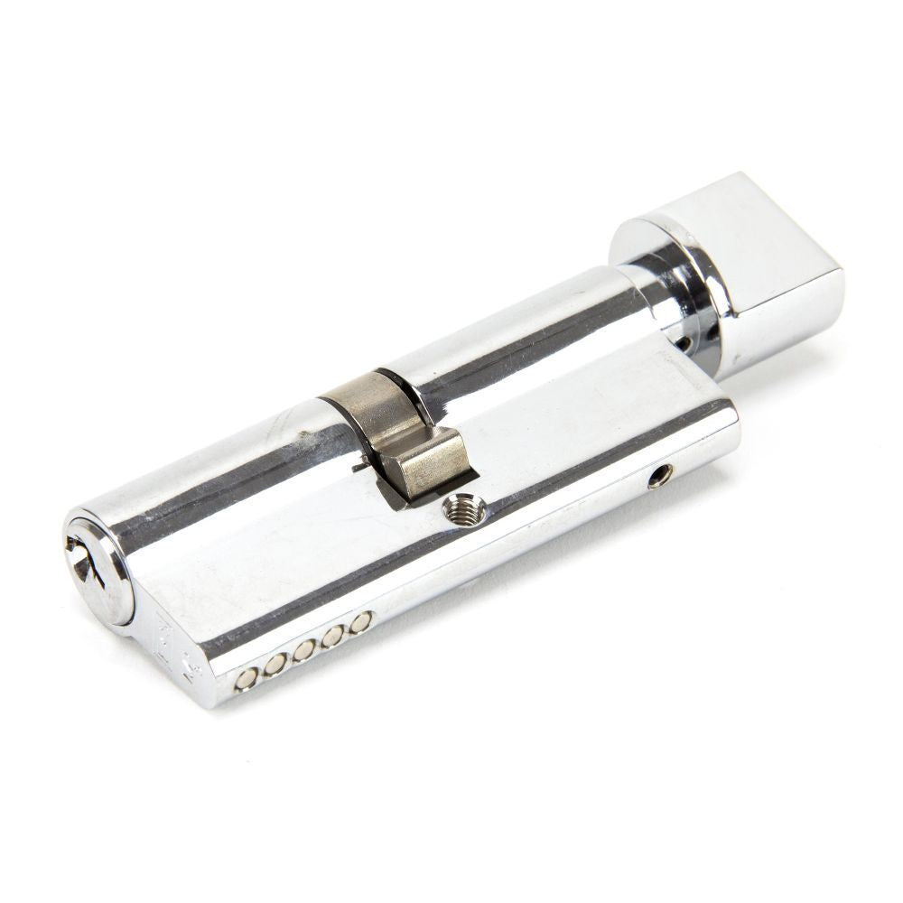 This is an image showing From The Anvil - Polished Chrome 40/40 Euro Cylinder/Thumbturn available from T.H Wiggans Architectural Ironmongery in Kendal, quick delivery and discounted prices