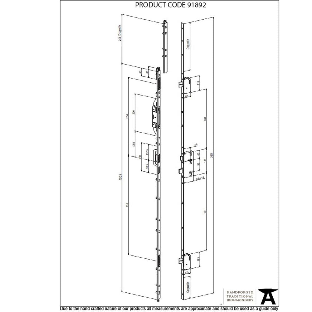 This is an image showing From The Anvil - BZP RH French Lock Kit for 2140mm - No Slave Handle available from T.H Wiggans Architectural Ironmongery in Kendal, quick delivery and discounted prices