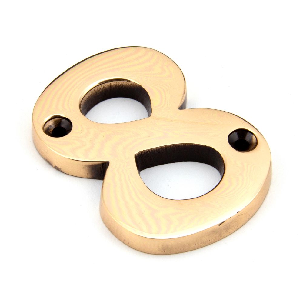 This is an image of From The Anvil - Polished Bronze Numeral 8 available to order from T.H Wiggans Architectural Ironmongery in Kendal, quick delivery and discounted prices.