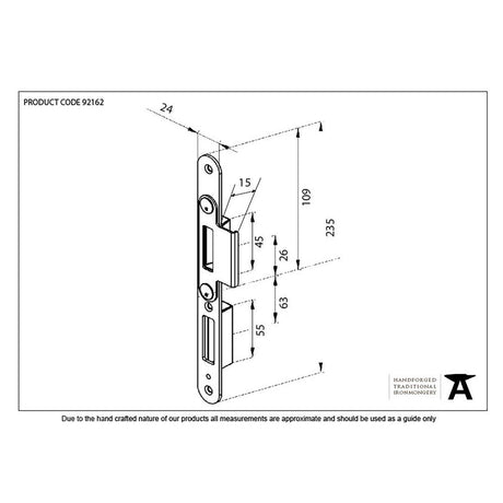 This is an image showing From The Anvil - BZP Winkhaus Centre Latch Keep LH 44mm Door available from T.H Wiggans Architectural Ironmongery in Kendal, quick delivery and discounted prices