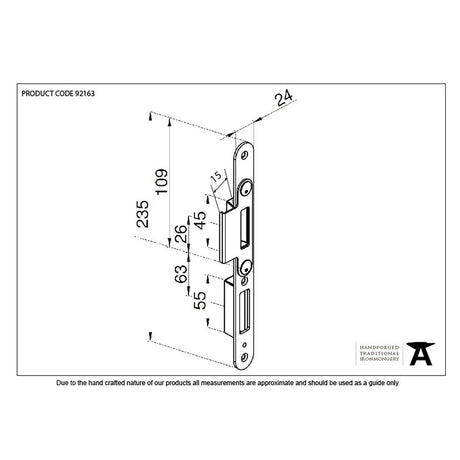 This is an image showing From The Anvil - BZP Winkhaus Centre Latch Keep RH 44mm Door available from T.H Wiggans Architectural Ironmongery in Kendal, quick delivery and discounted prices