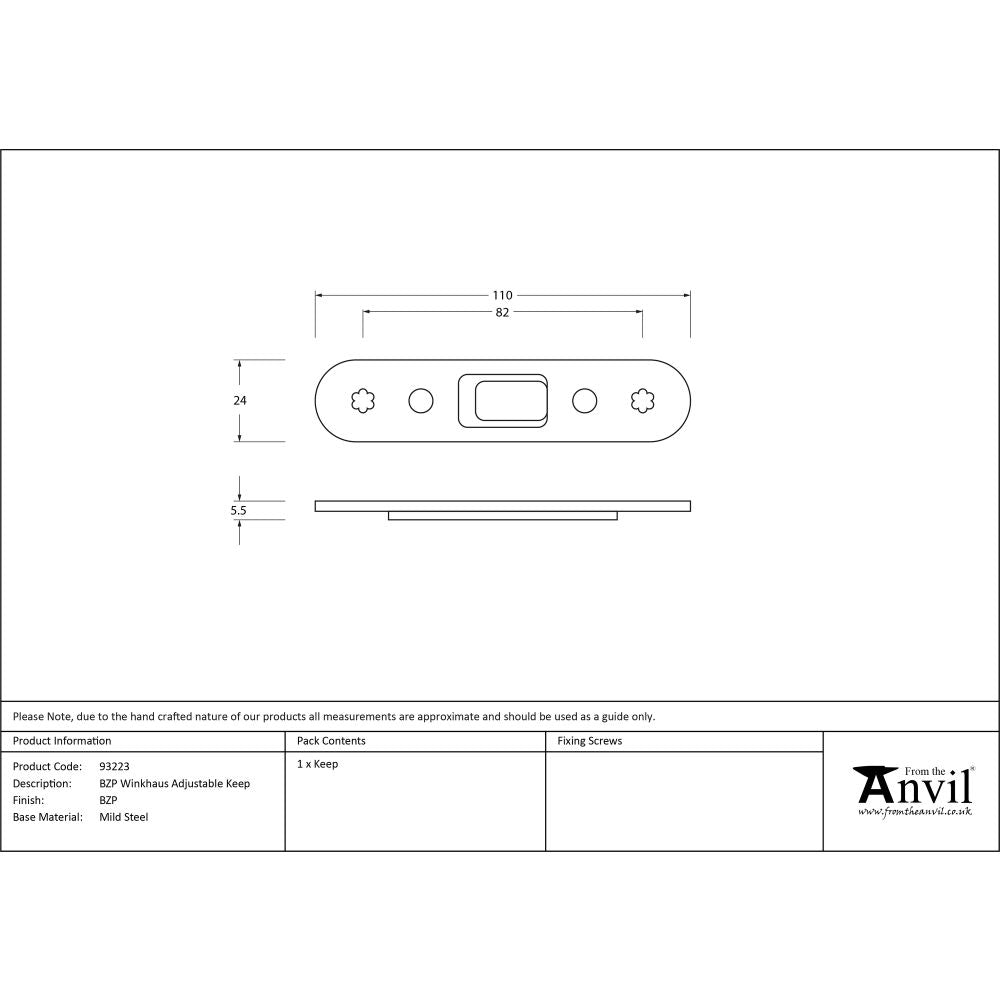 This is an image showing From The Anvil - BZP Winkhaus Adjustable Keep available from T.H Wiggans Architectural Ironmongery in Kendal, quick delivery and discounted prices
