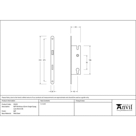 This is an image showing From The Anvil - BZP Winkhaus 92mm Single Espag Lock 45mm BS available from T.H Wiggans Architectural Ironmongery in Kendal, quick delivery and discounted prices