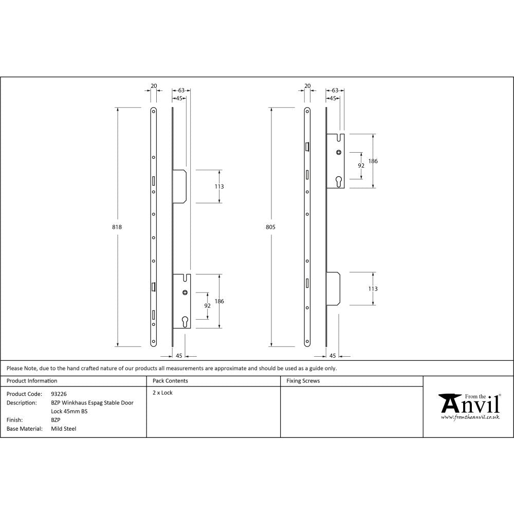 This is an image showing From The Anvil - BZP Winkhaus Espag Stable Door Lock 45mm BS available from T.H Wiggans Architectural Ironmongery in Kendal, quick delivery and discounted prices