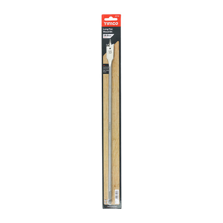 This is an image showing TIMCO Long Flat Wood Bit - 18.0 x 400 - 1 Each Blister Pack available from T.H Wiggans Ironmongery in Kendal, quick delivery at discounted prices.