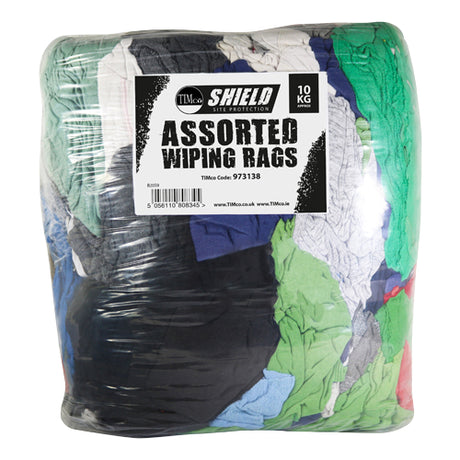 This is an image showing TIMCO Assorted Wiping Rags - 10kg - 10 Kilograms Bag available from T.H Wiggans Ironmongery in Kendal, quick delivery at discounted prices.