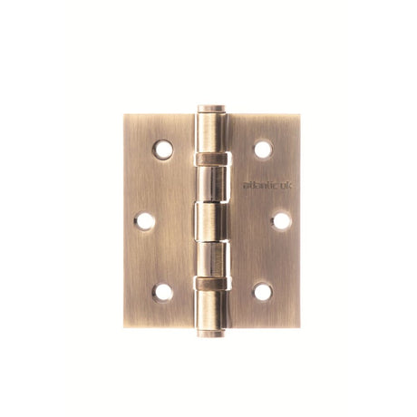 This is an image of Atlantic Ball Bearing Hinges 3" x 2.5" x 2.5mm - Antique Brass available to order from T.H Wiggans Architectural Ironmongery in Kendal.