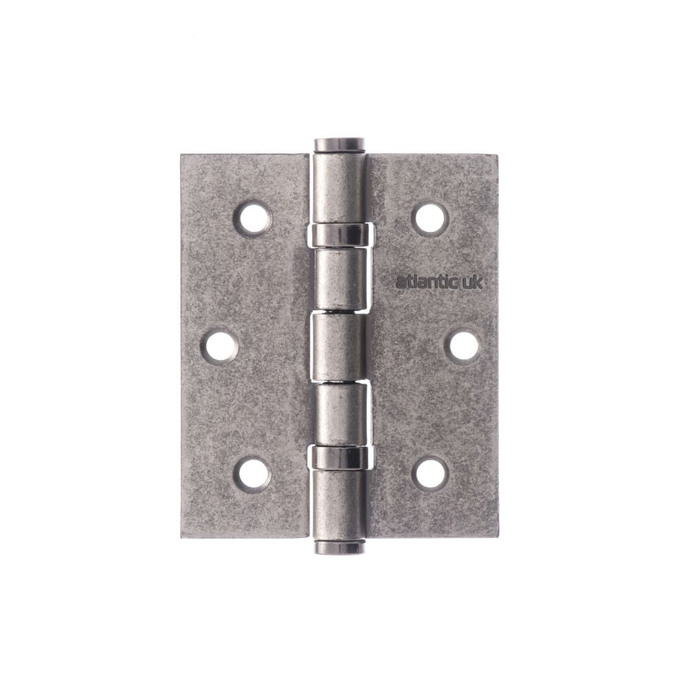 This is an image of Atlantic Ball Bearing Hinges 3" x 2.5" x 2.5mm - Distressed Silver available to order from T.H Wiggans Architectural Ironmongery in Kendal.
