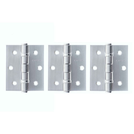 This is an image of Atlantic Ball Bearing Hinges 3" x 2.5" x 2.5mm set of 3 - Satin Chrome available to order from T.H Wiggans Architectural Ironmongery in Kendal