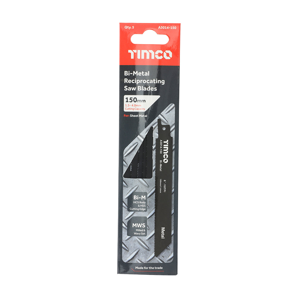 This is an image showing TIMCO Reciprocating Saw Blades - Metal Cutting - Bi-Metal - S922EF - 5 Pieces Pack available from T.H Wiggans Ironmongery in Kendal, quick delivery at discounted prices.