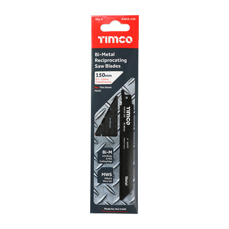 This is an image showing TIMCO Reciprocating Saw Blades - Metal Cutting - Bi-Metal - S922AF - 5 Pieces Pack available from T.H Wiggans Ironmongery in Kendal, quick delivery at discounted prices.