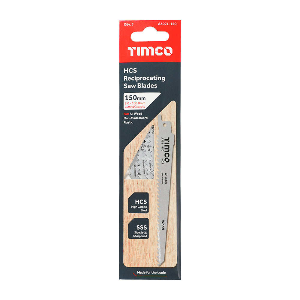 This is an image showing TIMCO Reciprocating Saw Blades - Wood Cutting - High Carbon Steel - S644D - 5 Pieces Pack available from T.H Wiggans Ironmongery in Kendal, quick delivery at discounted prices.