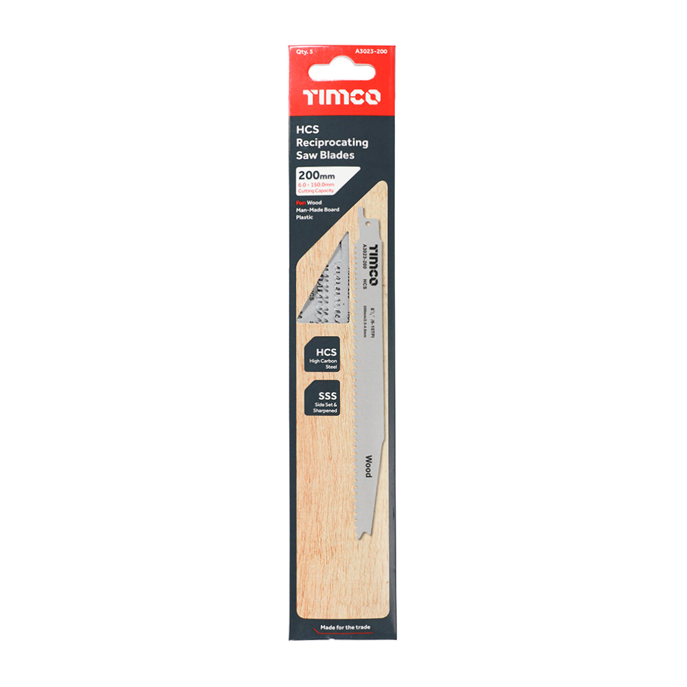 This is an image showing TIMCO Reciprocating Saw Blades - Wood Cutting - High Carbon Steel - S2345X - 5 Pieces Pack available from T.H Wiggans Ironmongery in Kendal, quick delivery at discounted prices.