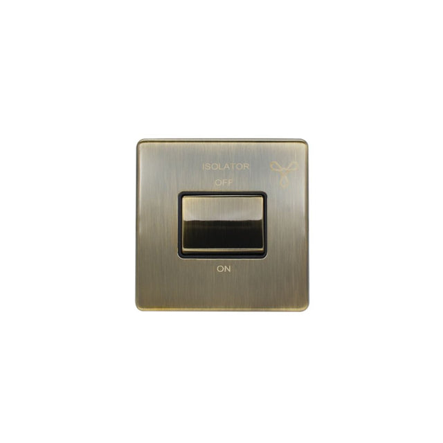 This is an image showing Eurolite Concealed 3mm Fan Switch - Antique Brass (With Black Trim) abfswb available to order from T.H. Wiggans Ironmongery in Kendal, quick delivery and discounted prices.