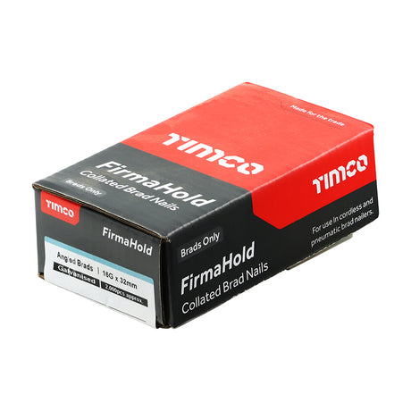 This is an image showing TIMCO FirmaHold Collated Brad Nails - 16 Gauge - Angled - Galvanised - 16g x 32 - 2000 Pieces Box available from T.H Wiggans Ironmongery in Kendal, quick delivery at discounted prices.