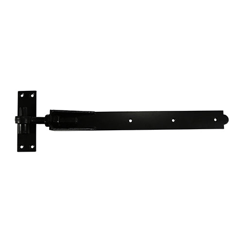 This is an image showing TIMCO Pair of Adjustable Band & Hook on Plates - Black - 600mm - 2 Pieces Plain Bag available from T.H Wiggans Ironmongery in Kendal, quick delivery at discounted prices.