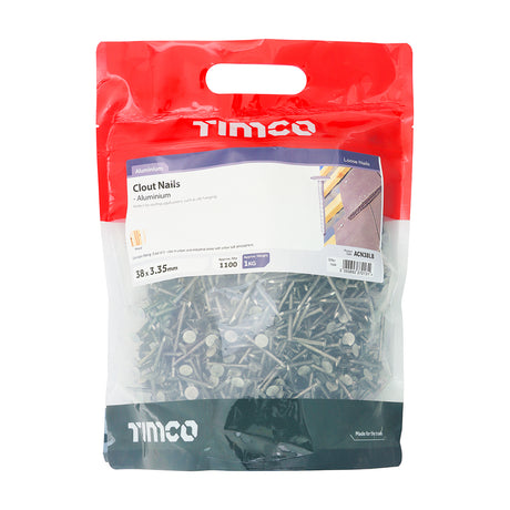 This is an image showing TIMCO Clout Nails - Aluminium - 38 x 3.35 - 1 Kilograms TIMbag available from T.H Wiggans Ironmongery in Kendal, quick delivery at discounted prices.