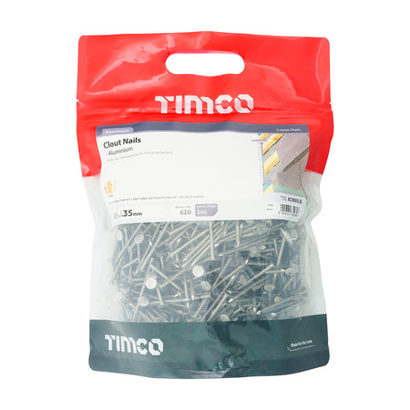 This is an image showing TIMCO Clout Nails - Aluminium - 50 x 3.35 - 1 Kilograms TIMbag available from T.H Wiggans Ironmongery in Kendal, quick delivery at discounted prices.