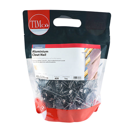 This is an image showing TIMCO Clout Nails - Aluminium - 65 x 3.35 - 1 Kilograms TIMbag available from T.H Wiggans Ironmongery in Kendal, quick delivery at discounted prices.