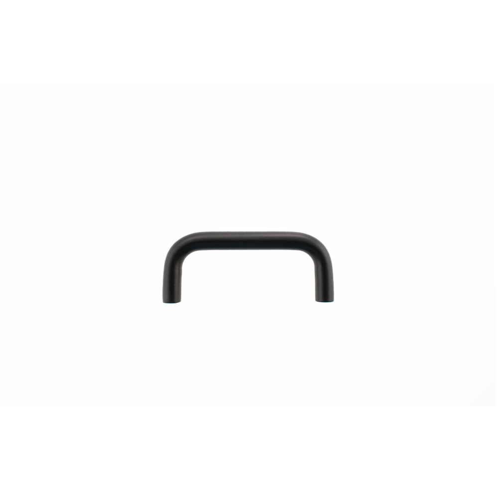This is an image of Atlantic D Cabinet Pull Handle 65mm x 8mm - Matt Black available to order from Trade Door Handles.