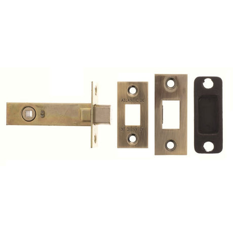 This is an image of Atlantic Tubular Deadbolt 2.5" - Antique Brass available to order from T.H Wiggans Architectural Ironmongery in Kendal.