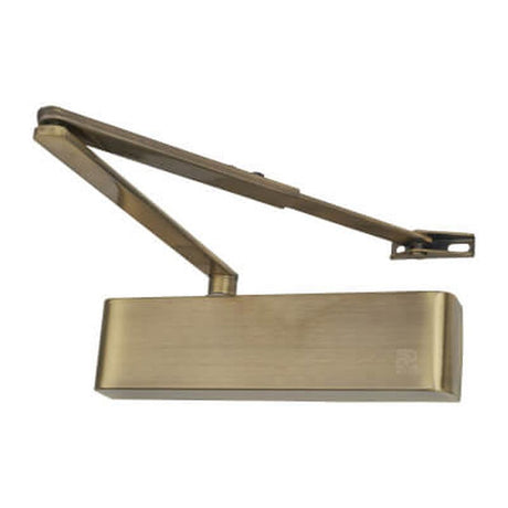 This is an image of Atlantic Premium Grade Door Closer -max 110kg,DDA,Adj,Slimline - Antique Brass available to order from T.H Wiggans Architectural Ironmongery in Kendal, quick delivery and discounted prices.