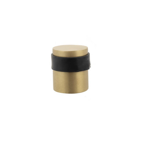 This is an image of Atlantic Cylinder Premium Floor Mounted Door Stop - Satin Brass available to order from T.H Wiggans Architectural Ironmongery in Kendal, quick delivery and discounted prices.