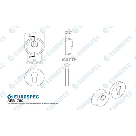 This image is a line drwaing of a Eurospec - 2 Star Security Escutcheon Set available to order from Trade Door Handles in Kendal