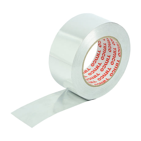 This is an image showing TIMCO Extreme Temperature Aluminium Foil Tape - 45m x 50mm - 1 Each Roll available from T.H Wiggans Ironmongery in Kendal, quick delivery at discounted prices.