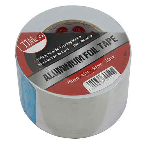 This is an image showing TIMCO Aluminium Foil Tape - 45m x 75mm - 1 Each Roll available from T.H Wiggans Ironmongery in Kendal, quick delivery at discounted prices.