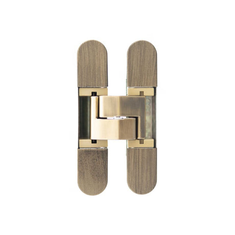 This is an image of AGB Eclipse Fire Rated Adjustable Concealed Hinge - Matt Antique Brass available to order from T.H Wiggans Architectural Ironmongery.