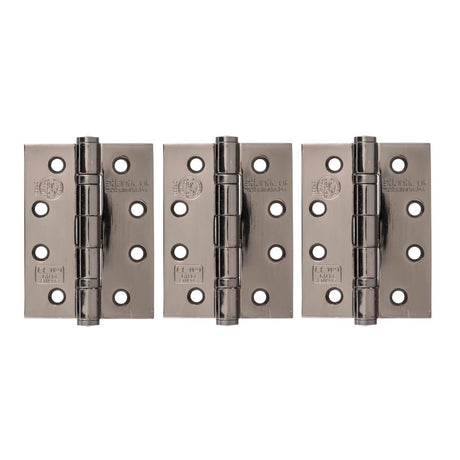 This is an image of Atlantic Ball Bearing Hinges Grade 13 Fire Rated 4" x 3" x 3mm set of 3 - Black available to order from T.H Wiggans Architectural Ironmongery in Kendal