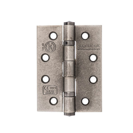 This is an image of Atlantic Ball Bearing Hinges Grade 13 Fire Rated 4" x 3" x 3mm - Distressed Silv available to order from T.H Wiggans Architectural Ironmongery in Kendal