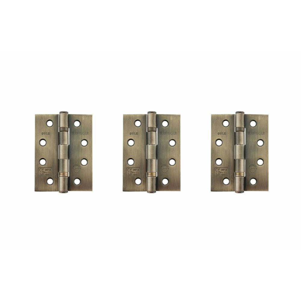 This is an image of Atlantic Ball Bearing Hinges Grade 11 Fire Rated 4" x 3" x 2.5mm set of 3 - Anti available to order from T.H Wiggans Architectural Ironmongery in Kendal