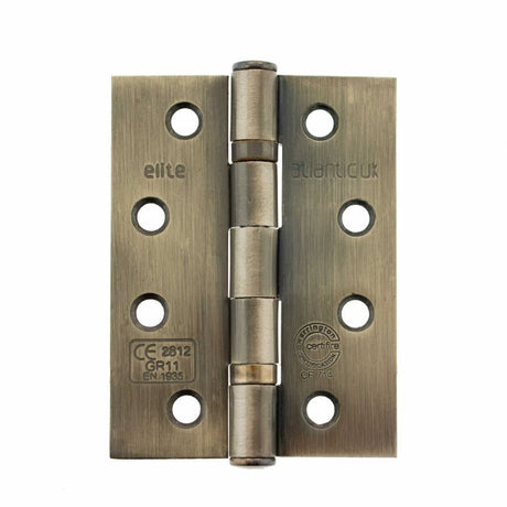 This is an image of Atlantic Ball Bearing Hinges Grade 11 Fire Rated 4" x 3" x 2.5mm - Antique Brass available to order from T.H Wiggans Architectural Ironmongery in Kendal.