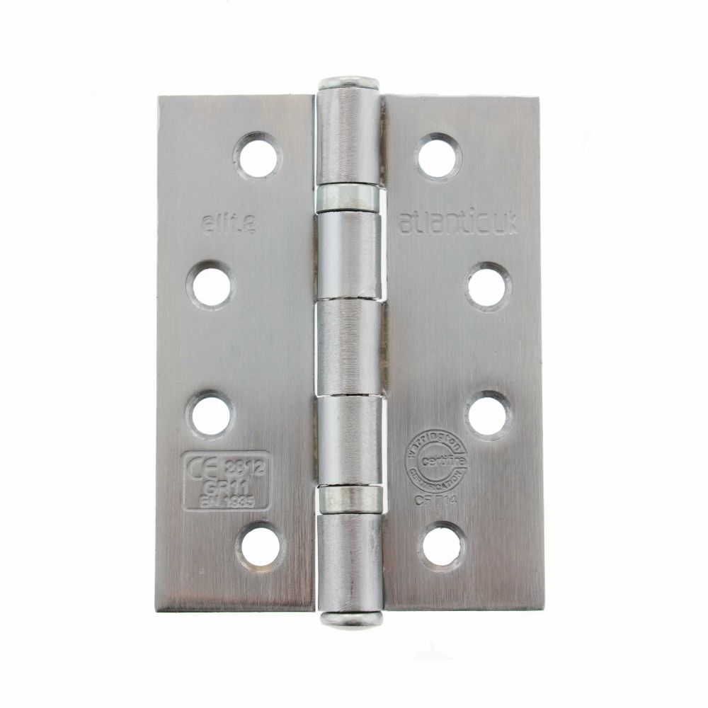 This is an image of Atlantic Ball Bearing Hinges Grade 11 Fire Rated 4" x 3" x 2.5mm - Satin Chrome available to order from T.H Wiggans Architectural Ironmongery in Kendal.