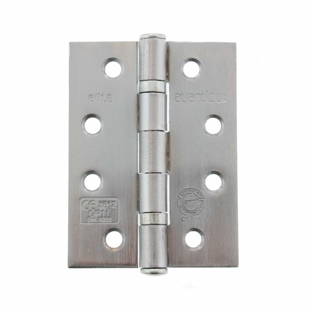 This is an image of Atlantic Ball Bearing Hinges Grade 11 Fire Rated 4" x 3" x 2.5mm - Satin Chrome available to order from T.H Wiggans Architectural Ironmongery in Kendal.