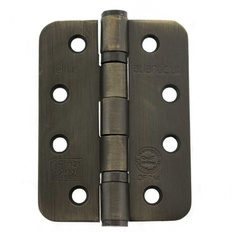 This is an image of Atlantic Radius Corner Ball Bearing Hinges 4" X 3" X 3mm - Urban Bronze available to order from T.H Wiggans Architectural Ironmongery in Kendal.