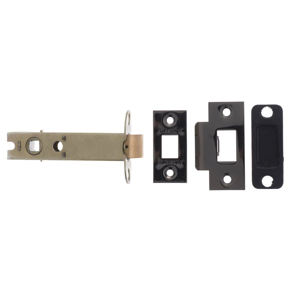 This is an image of Atlantic Heavy Duty Bolt Through Tubular Latch 4" - Black Nickel available to order from T.H Wiggans Architectural Ironmongery in Kendal.