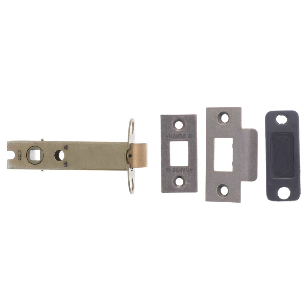 This is an image of Atlantic Heavy Duty Bolt Through Tubular Latch 4" - Distressed Silver available to order from T.H Wiggans Architectural Ironmongery in Kendal.