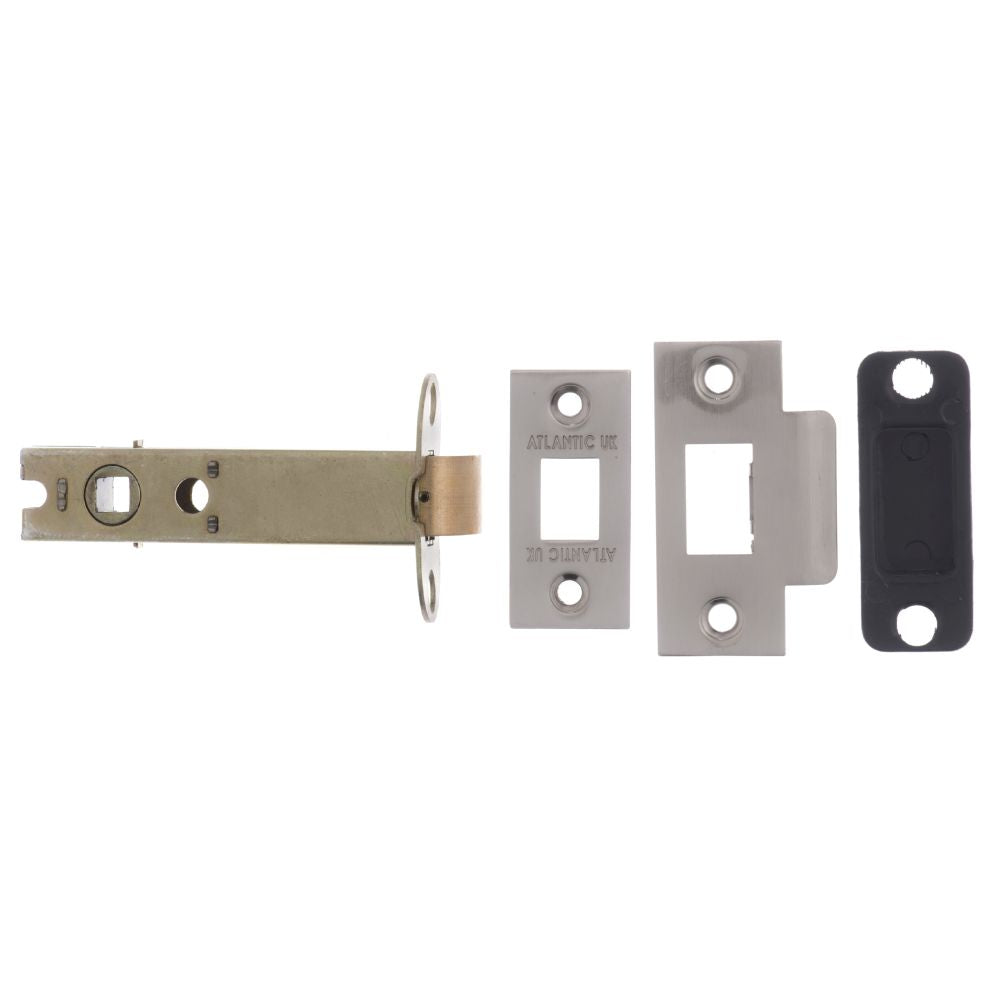 This is an image of Atlantic Heavy Duty Bolt Through Tubular Latch 4" - Satin Nickel available to order from T.H Wiggans Architectural Ironmongery in Kendal.