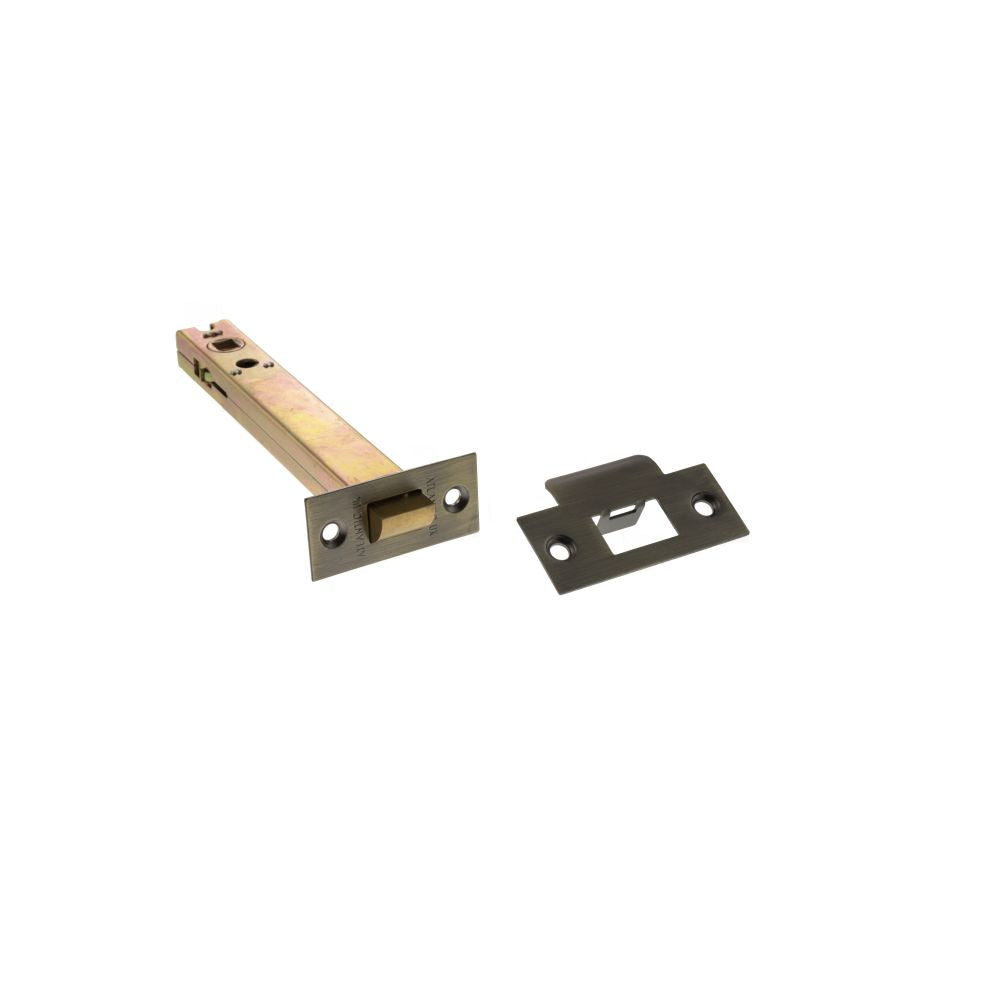 This is an image of Atlantic Heavy Duty Bolt Through Tubular Latch 6" - Matt Antique Brass available to order from T.H Wiggans Architectural Ironmongery in Kendal.