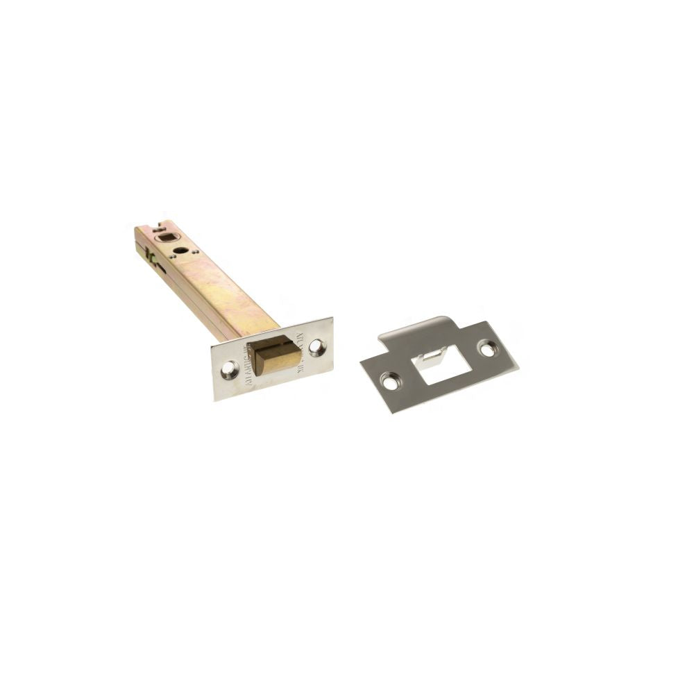 This is an image of Atlantic Heavy Duty Bolt Through Tubular Latch 6" - Polished Nickel available to order from T.H Wiggans Architectural Ironmongery in Kendal.