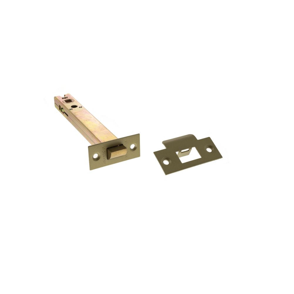 This is an image of Atlantic Heavy Duty Bolt Through Tubular Latch 6" - Satin Brass available to order from T.H Wiggans Architectural Ironmongery in Kendal.
